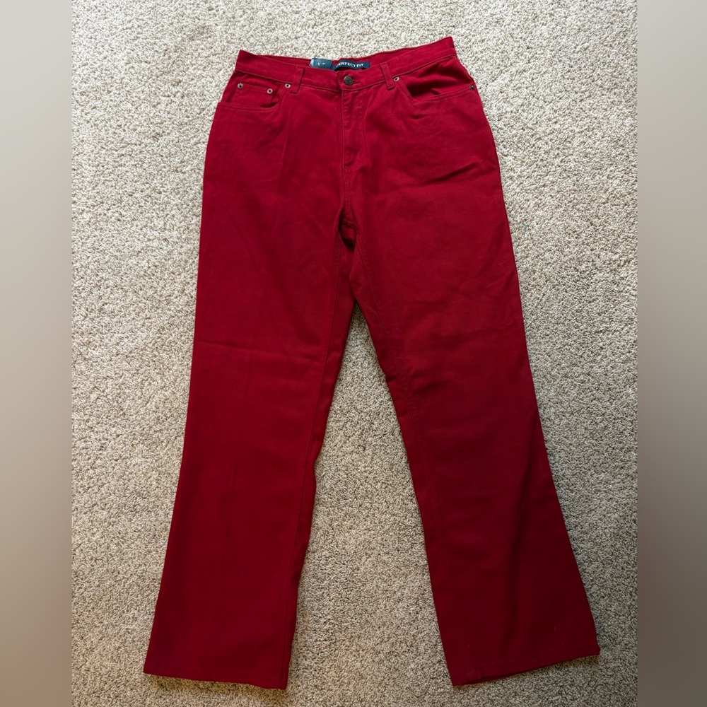 NWT Bill Blass Jeanswear Red Bootcut Jeans in Perfect Fit, Size 10.